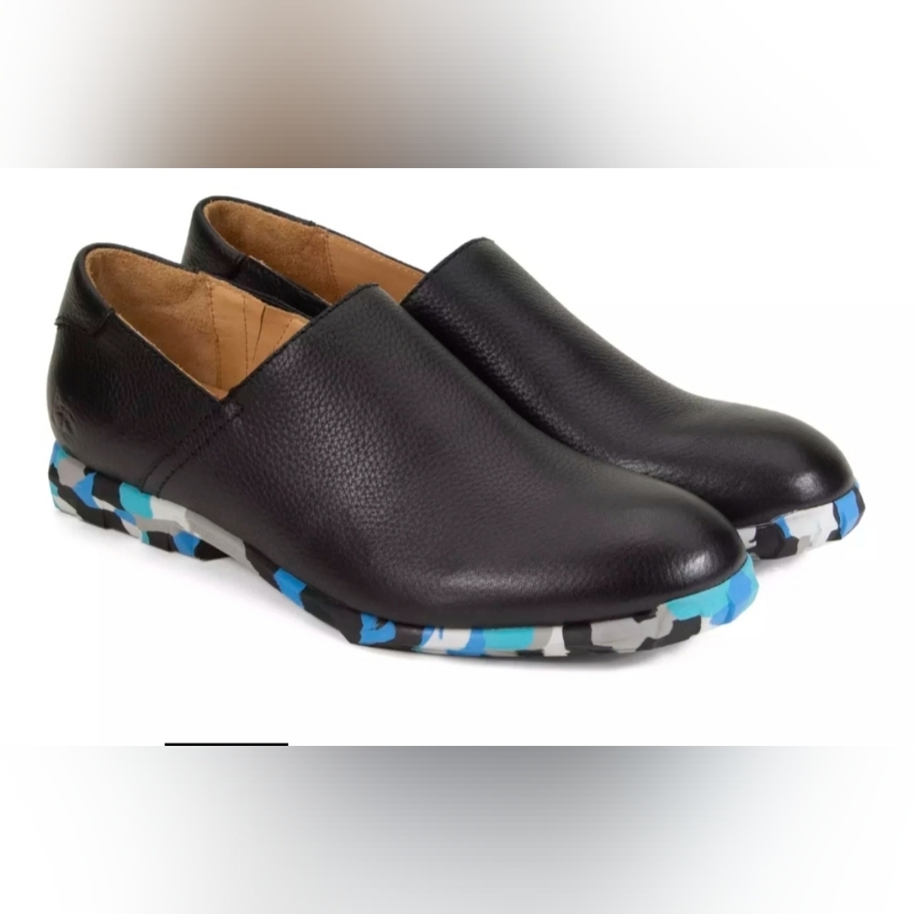 John Fluevog Future Round Toe EQUINOX Slip-on Black Leather Shoes. Size: M9.